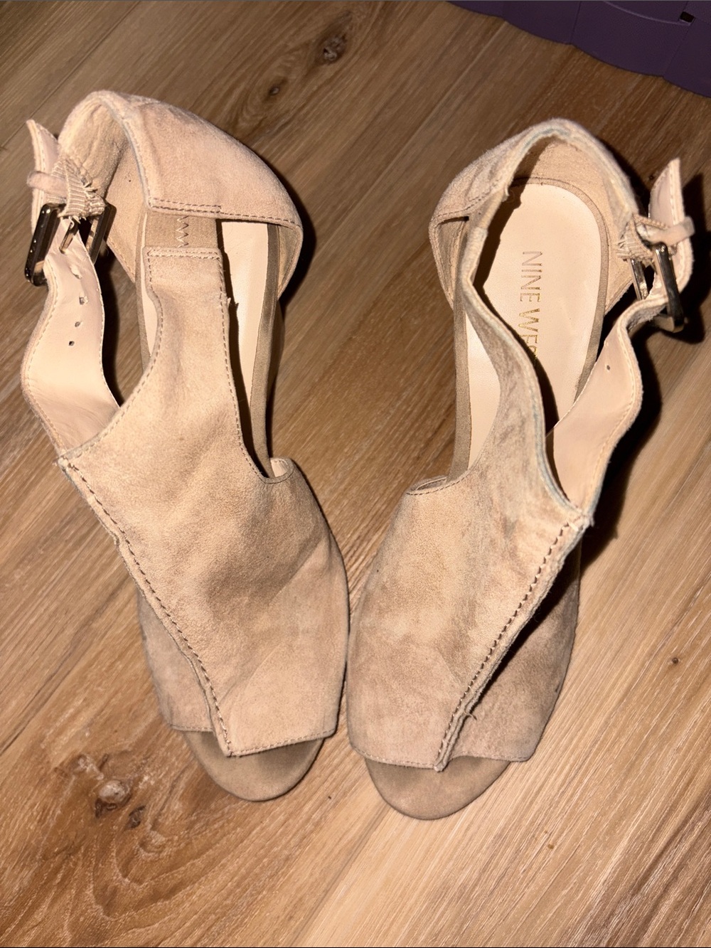 Well Worn Suede Open-Toe Ankle Strap Heels - Picture 3 of 3